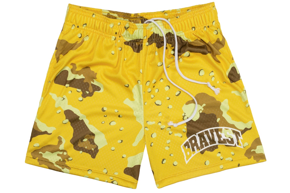 Pre-owned Bravest Studios Camo Shorts Yellow