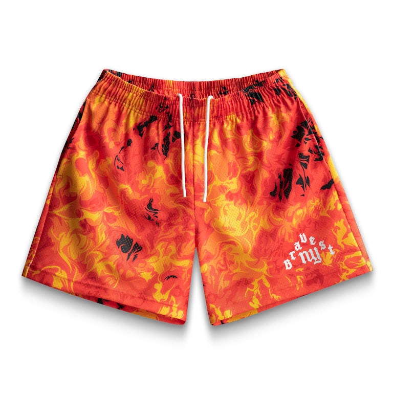 Pre-owned Bravest Studios Flame Shorts Red/orange