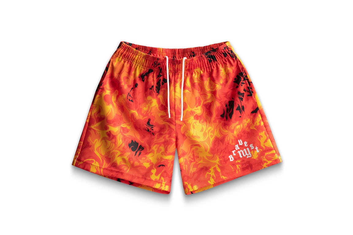 Pre-owned Bravest Studios Flame Shorts Red/orange