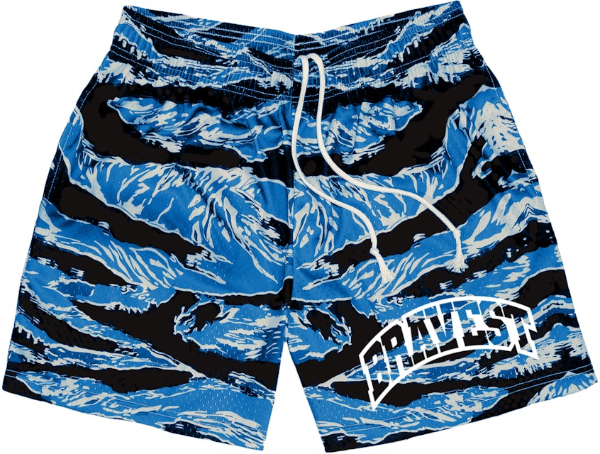 Bravest Studios Logo Tiger Camo Shorts Blue Men's - SS21 - US