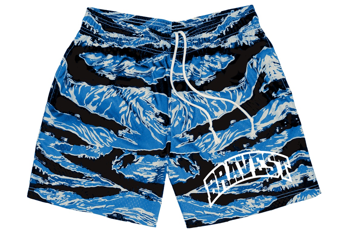 Pre-owned Bravest Studios Logo Tiger Camo Shorts Blue