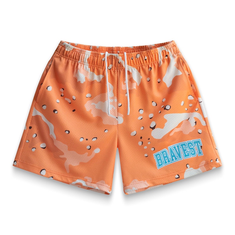 Bravest Studios Orange Chip Camo Shorts Orange Men's - SS22 - US