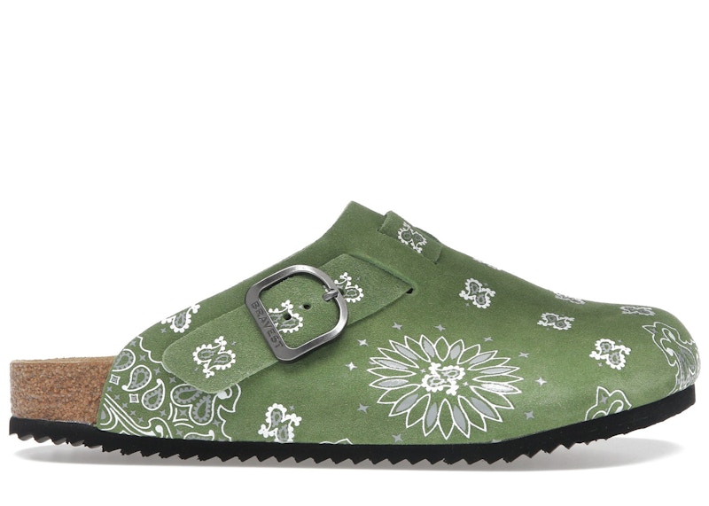 Bravest Studios Suede Paisley Clogs Olive Men's - Sneakers - US
