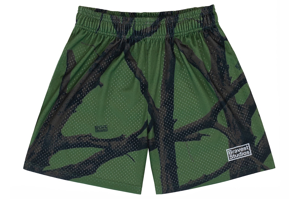 Pre-owned Bravest Studios Tree Camo Shorts Green