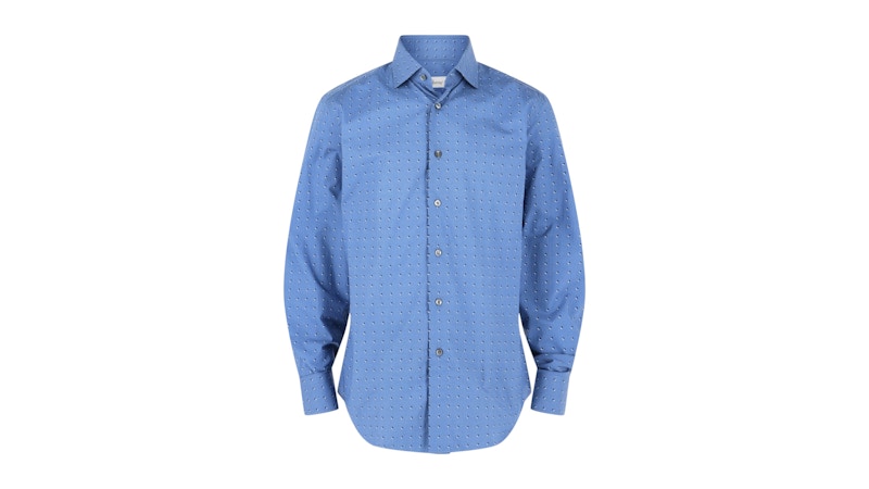 Brioni Micro-Check-Shirt mit Knopfleiste Marineblau