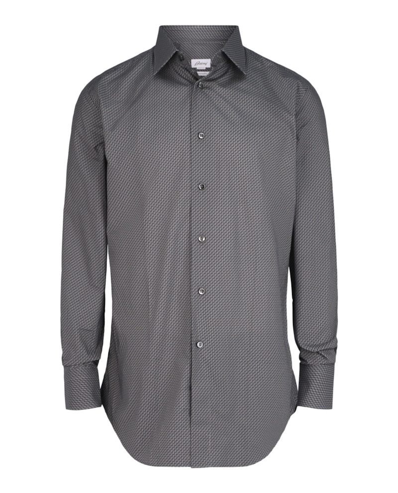 Brioni Micro Geometric Pattern Shirt Navy