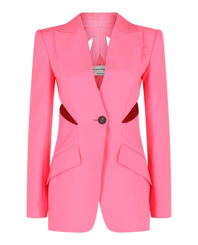 Alexander McQueen Slashed Single Breasted Blazer Pink