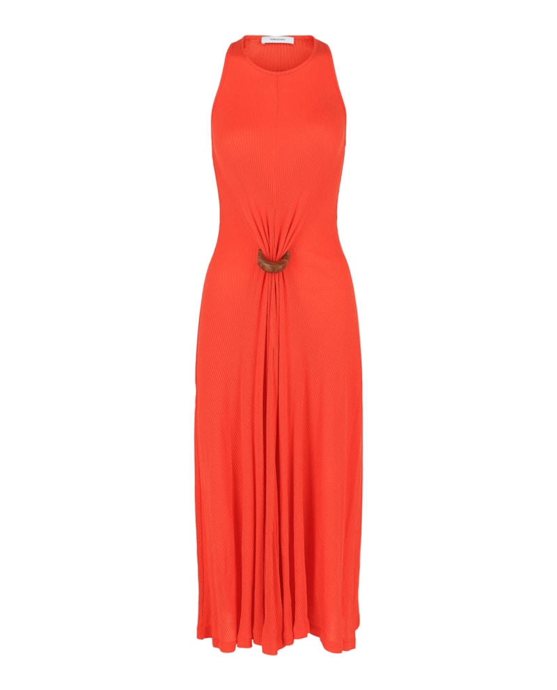 fitted lace wedding dress Orange Ribbed Turtleneck Oversized Maxi Dress – Nina Cheyenne main image 0