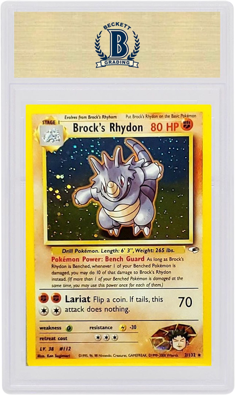 Brock's Rhydon-Holo 2000 Pokemon TCG Gym Heroes #2/132 - 2000 - US