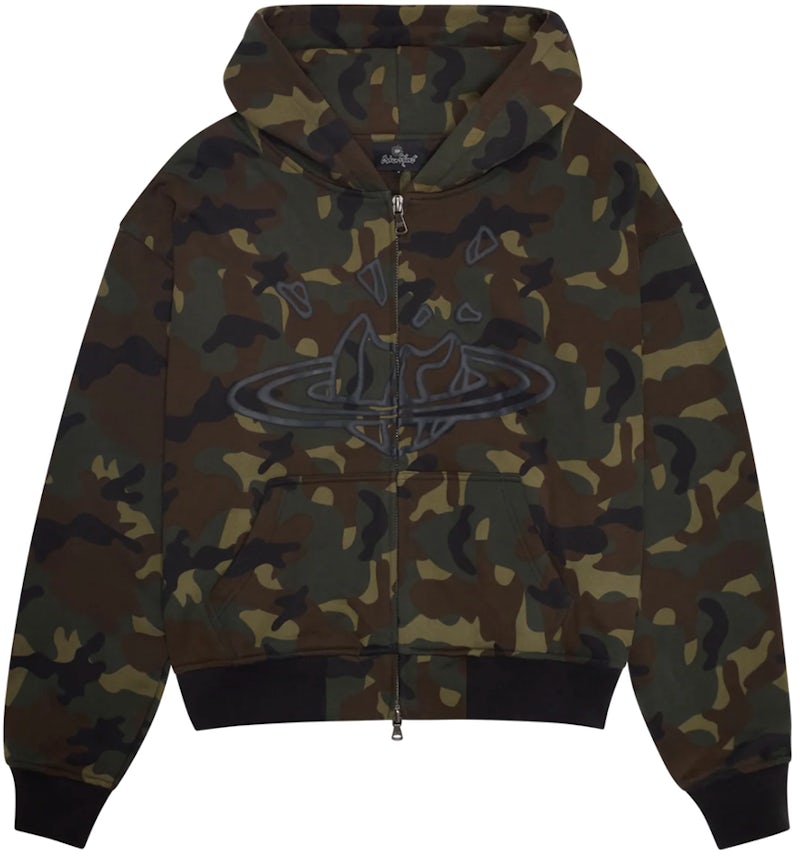 Broken Planet Camo Planet Zip-Up Hoodie Camo Green Men's SS24 US