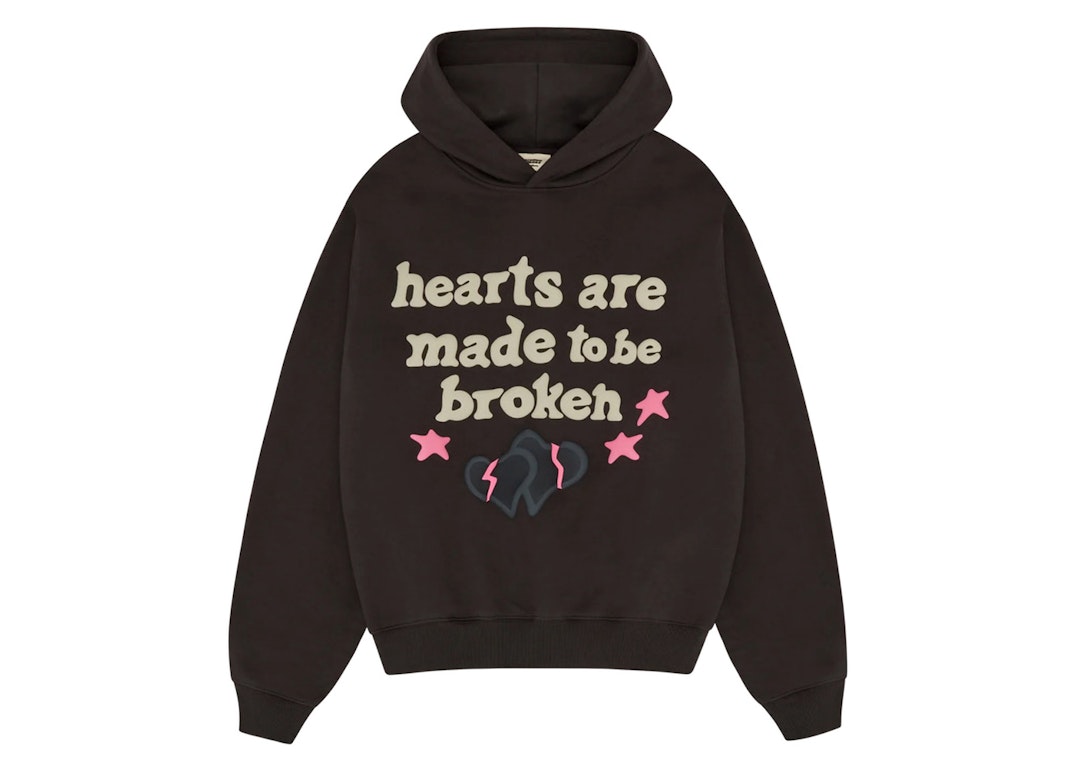 Pre-owned Broken Planet Hearts Are Made To Be Broken Hoodie Soot Black