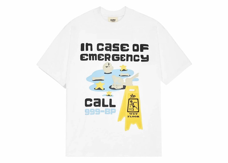 Pre-owned Broken Planet Men's In Case Of Emergency T-shirt In Snow White