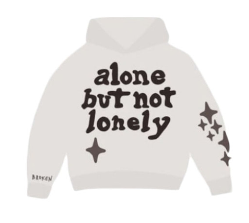 Pre-owned Broken Planet Market Alone But Not Lonely Hoodie White