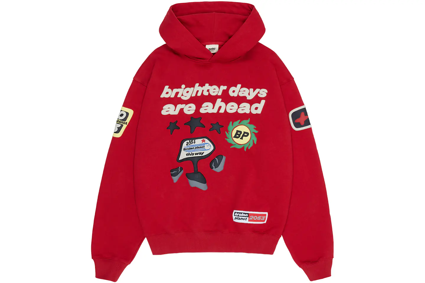 Broken Market Brighter Days Are Ahead Hoodie Ruby Red Men's FW23 US Broken Market Brighter Days Are Ahead Hoodie Ruby Red Men's FW23 US