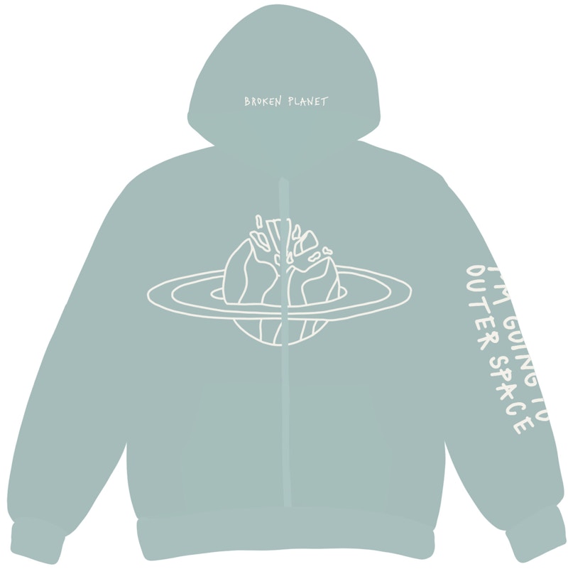 Broken Planet Market Outer Space Zip Up Hoodie Arctic Men's - SS22