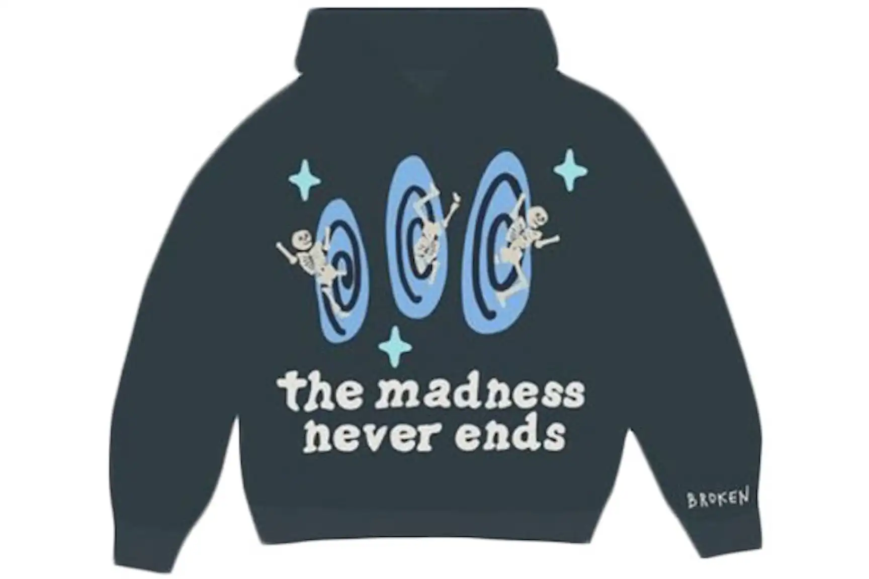 Broken Market The Madness Never Ends Hoodie Navy ES Broken Market The Madness Never Ends Hoodie Navy ES