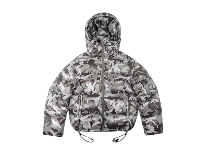 Pre-owned Broken Planet Men's Puffer Jacket In Snow Camo