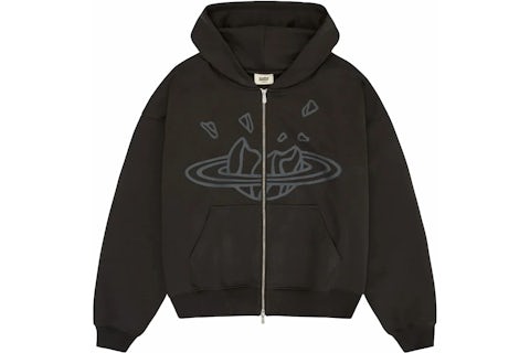 Broken Planet Zip Up Hoodie Soot Black Men's FW23 US
