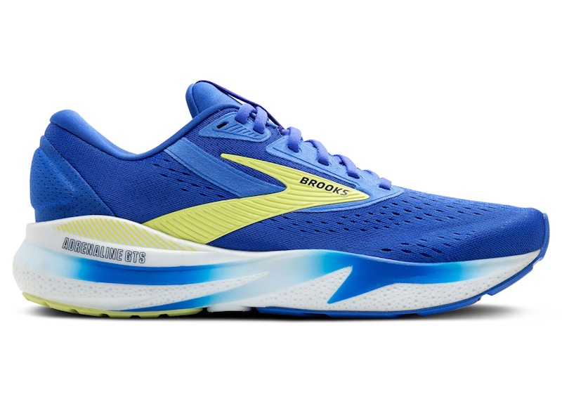Pre-owned Brooks Men's Adrenaline Gts 24 Sneakers In Cobalt Blue/neo Yellow/peacoat