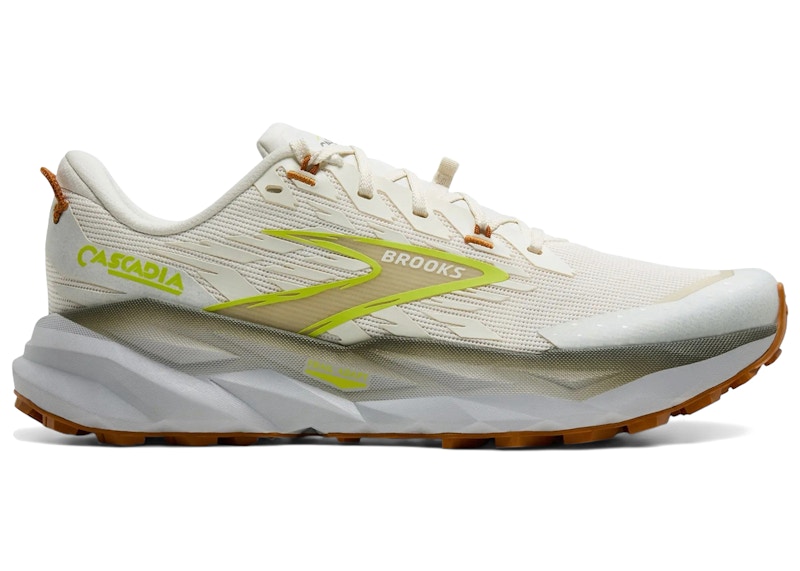 Men's Brooks Cascadia 19 Sneakers in Coconut/Olive/Ginger