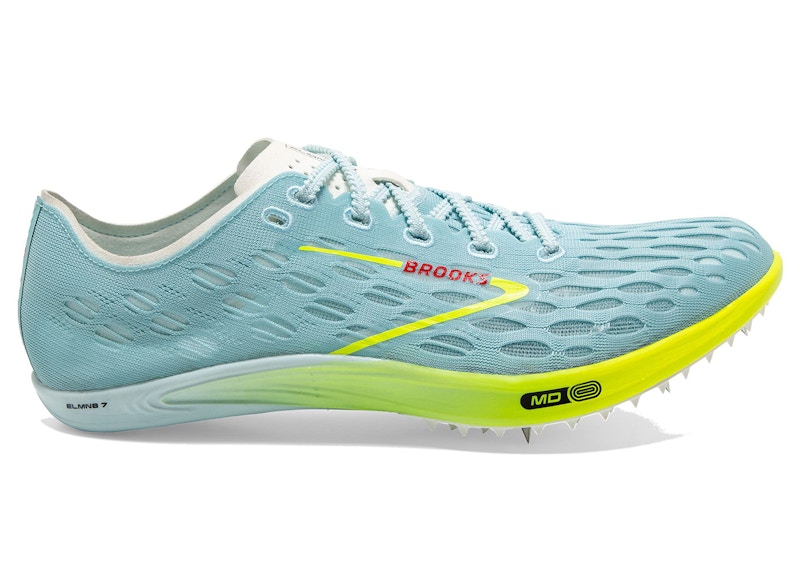 Pre-owned Brooks Men's Elmn8 7 Sneakers In Blue Glow/nightlife/red