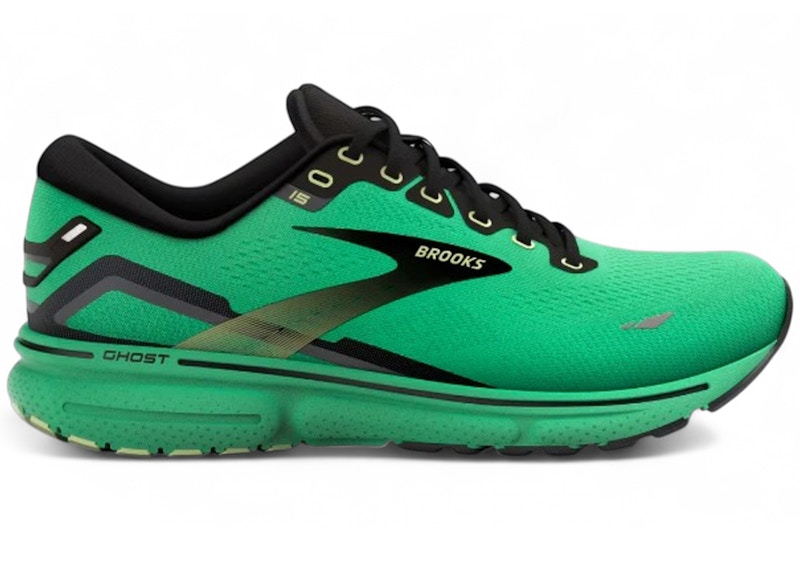 Pre-owned Brooks Men's Ghost 15 Sneakers In Black/green In Multi
