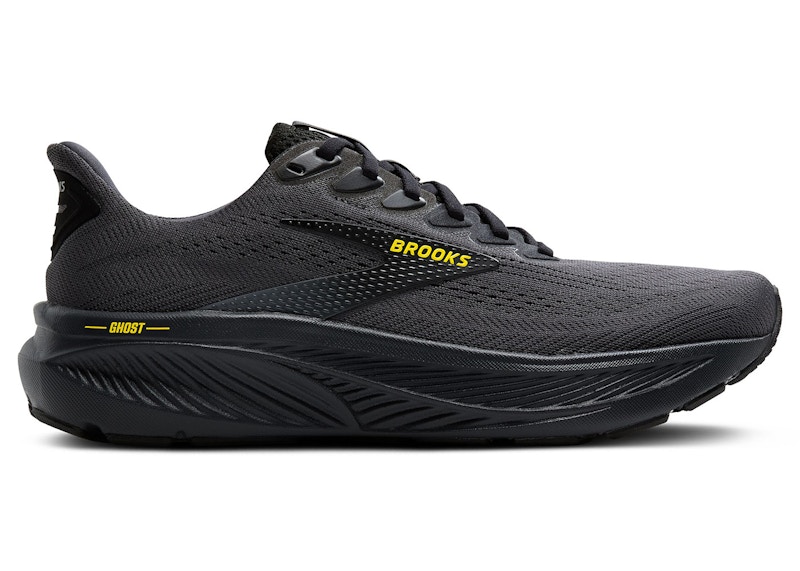 Pre-owned Brooks Men's Ghost 17 Sneakers In Ebony/black/yellow In Multi