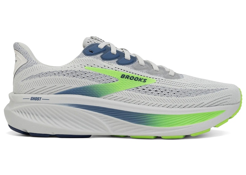 Men's Brooks Ghost 17 Sneakers in Oyster/Beacon Blue/Gecko