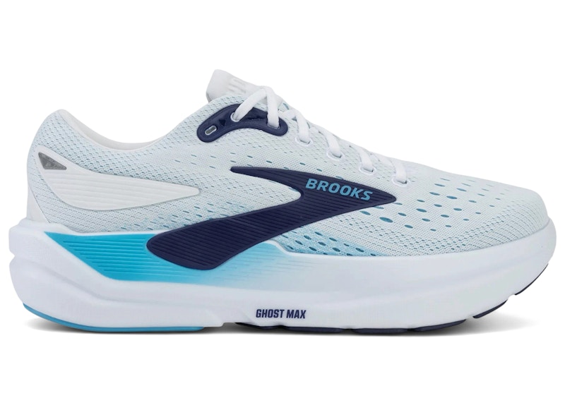 Men's Brooks Ghost Max 3 Sneakers in Bright White/Beacon Blue/Teal