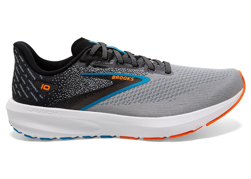 Men's Brooks Launch 10 Sneakers in Black/Grey/Orange Clown Fish