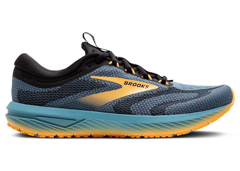 Pre-owned Brooks Men's Revel 7 Sneakers In Storm Blue/black/orange Pop