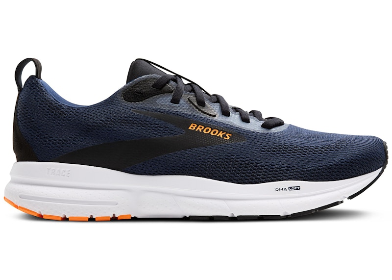 Pre-owned Brooks Men's Trace 4 Sneakers In Peacoat/black/orange Pop