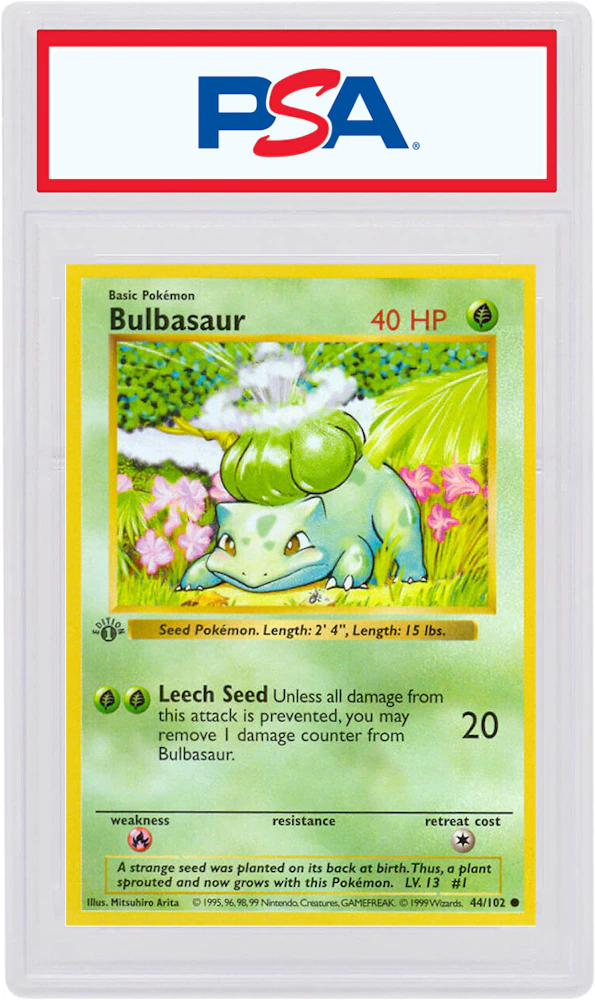 Bulbasaur 1999 Pokemon Tcg Base Set 1st Edition 44 102 1999