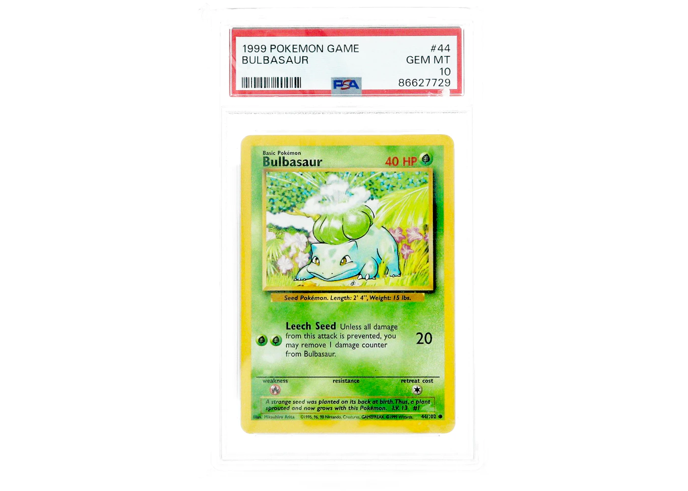Bulbasaur 1999 Pokemon TCG Base Set 1st Edition #44/102 (PSA or BGS Graded) - 1999 - US Bulbasaur 1999 Pokemon TCG Base Set 1st Edition #44/102 (PSA or BGS Graded) - 1999 - US
