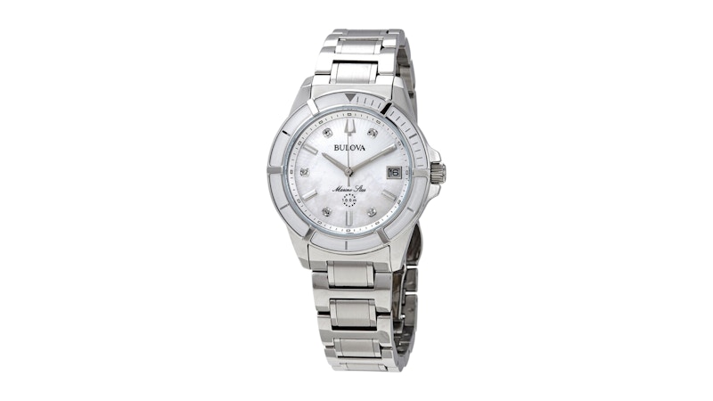 Pre-owned Bulova Women's  Marine Star 96p201 Watch In Stainless Steel In Silver