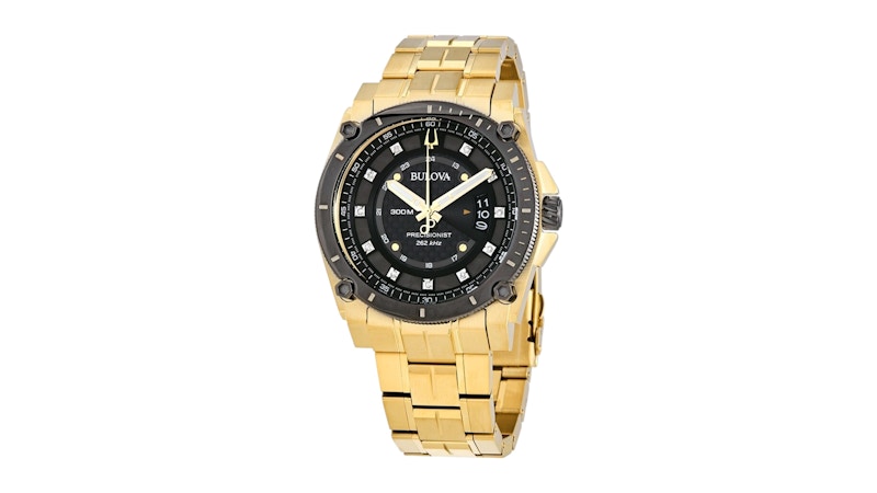 Men's Bulova Precisionist Gold 11 Diamonds 98D156 Watch in Stainless Steel