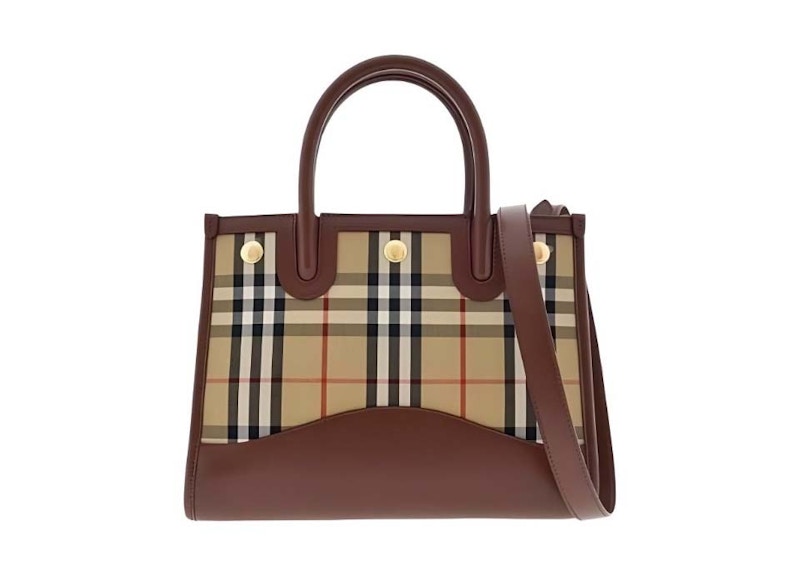 Burberry Baby Title Check Tote Bag Tan in Canvas US