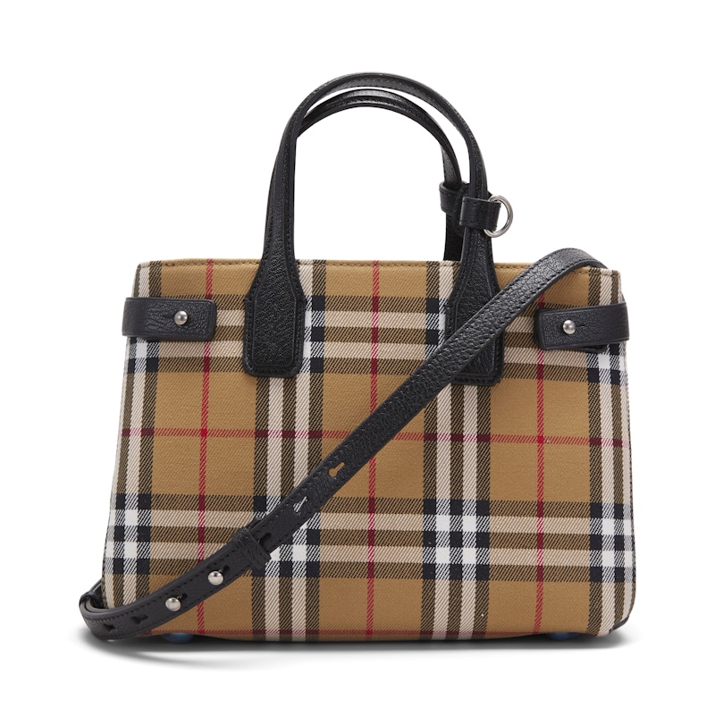 Burberry The Small Banner Vintage Check and Leather Black in