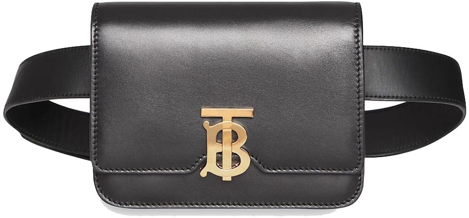 Burberry Belted Leather TB Bag Black in Calfskin with Gold-tone - US