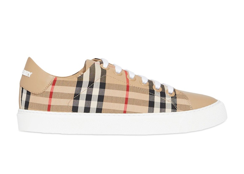 Burberry Bio based Sole Vintage Check and Leather Sneakers Archive Beige Women s 8017249 US