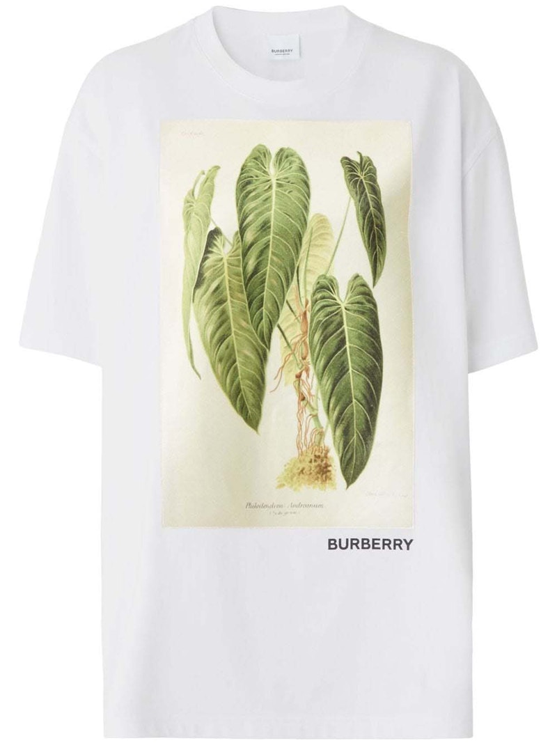 Pre-owned Burberry Women's Botanical Sketch T-shirt In White