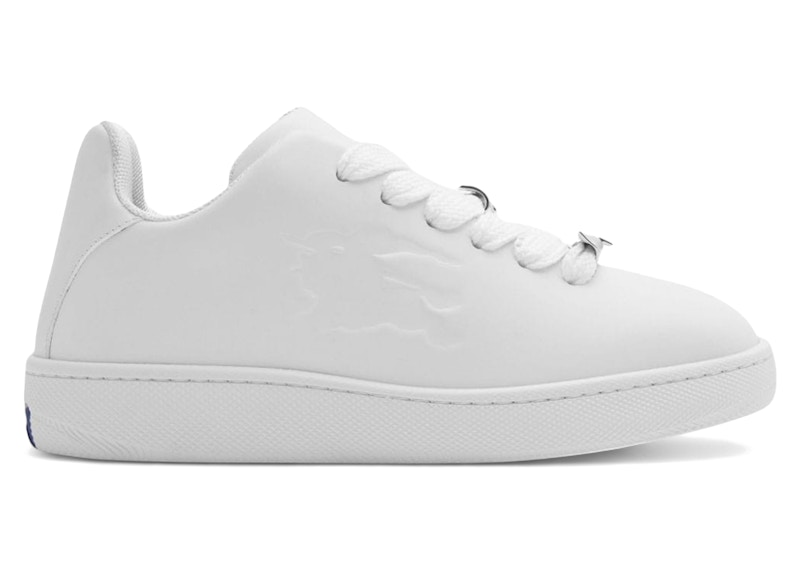 ■Burberry■ Leather Box Sneakers White 8083385 8083385SS24 Burberry Box Leather Sneakers White Equestrian Knight Motif