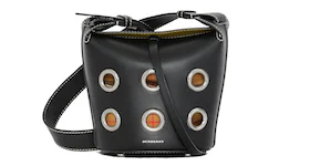Burberry Bucket Bag Grommeted Leather Mini Black