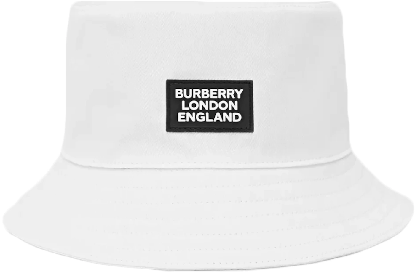 Burberry Bucket Hat Logo Applique Cotton White in Cotton - TW