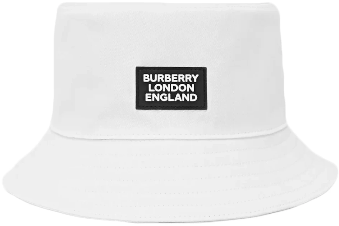 Burberry Bucket Hat Logo Applique Cotton White
