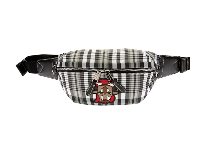 Pre-owned Burberry Bull Logo Sonny Belt Bag In Black/white In Multi