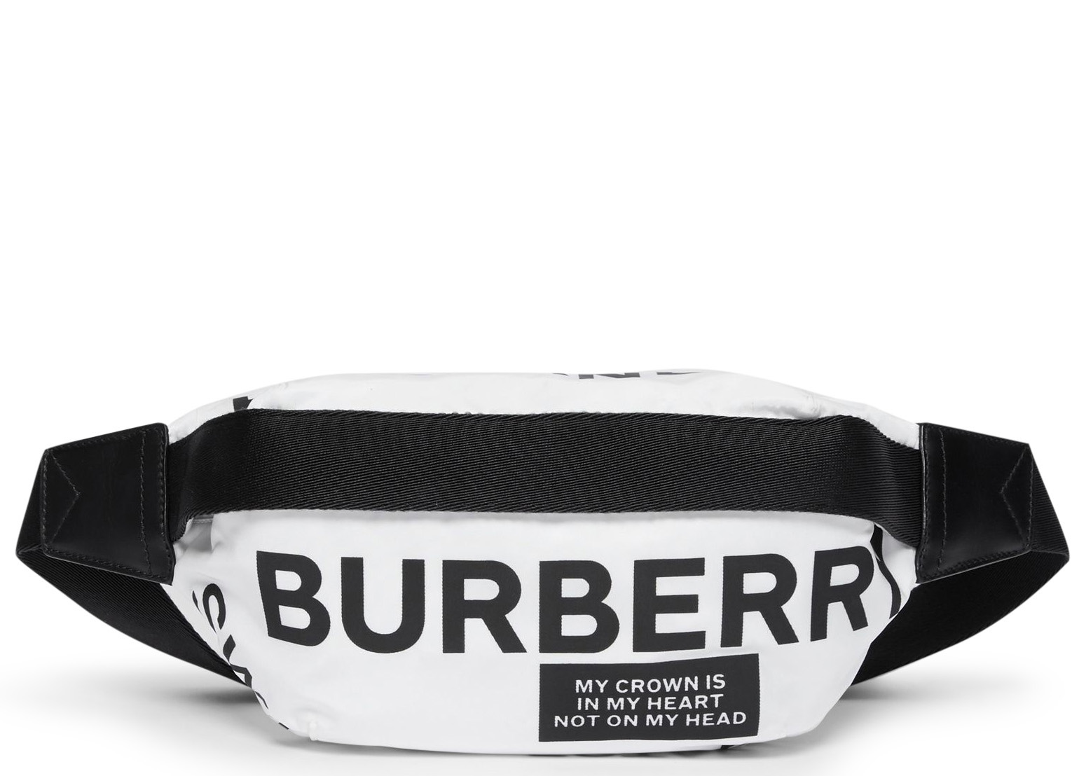 Burberry Bum Bag Logo Print Medium White in Nylon with Black - US