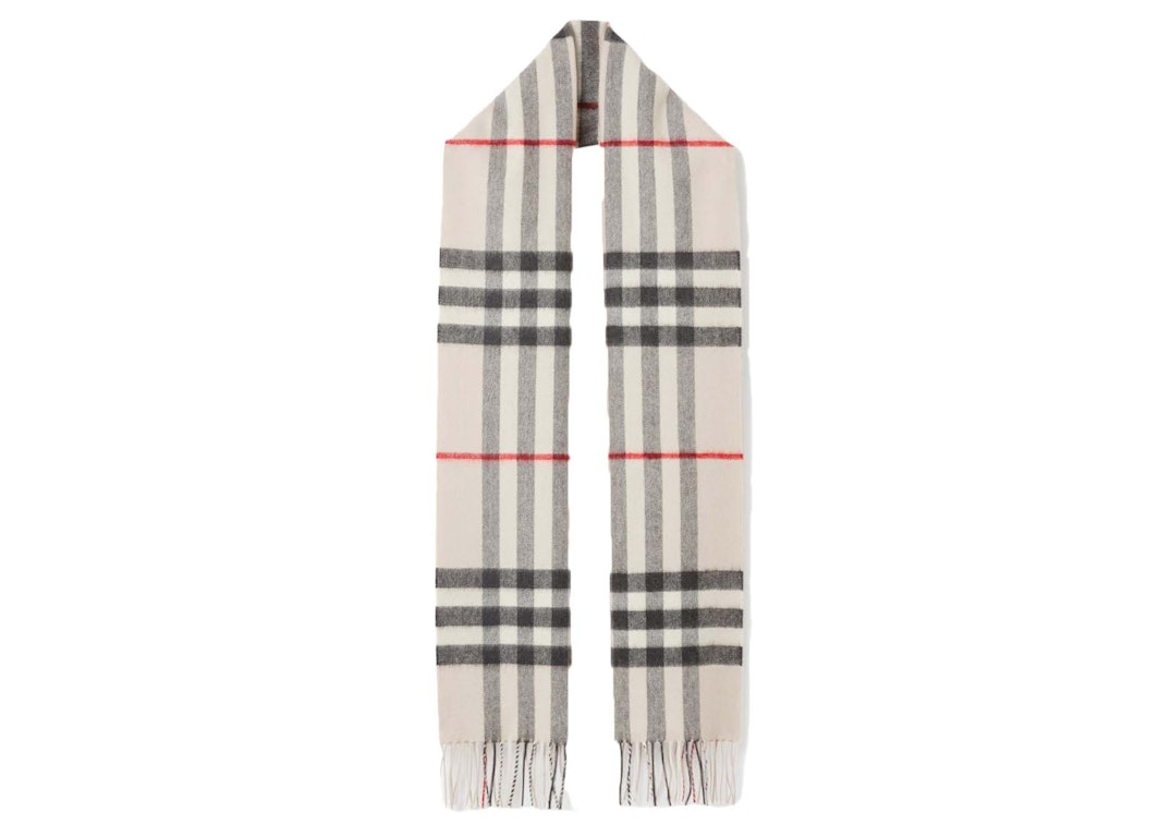 Pre-owned Burberry Check Cashmere Scarf Stone