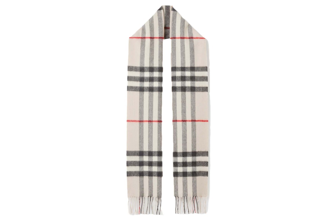 Pre-owned Burberry Check Cashmere Scarf Stone