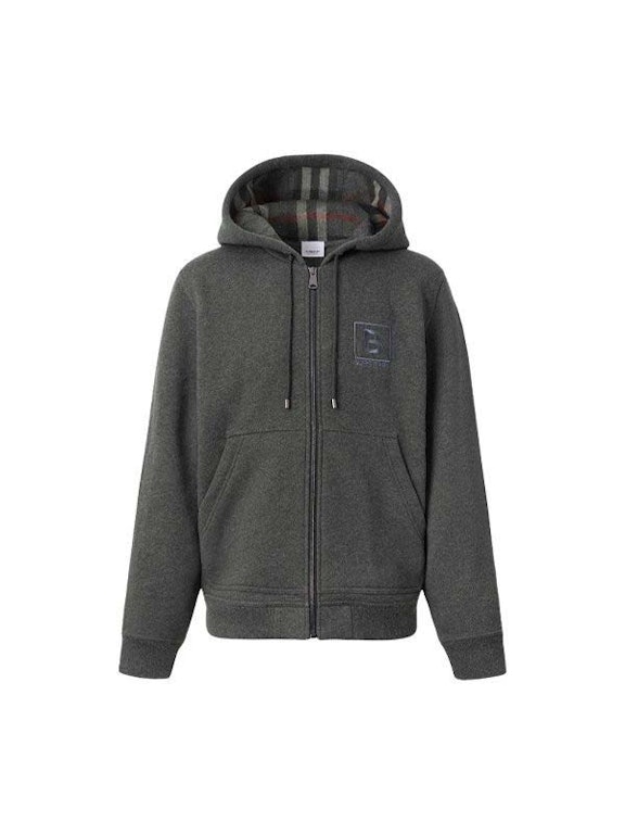 Pre-owned Burberry Letter Graphic Cotton Blend Zip Hoodie Charcoal Grey